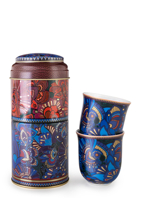 Kashmir Tin Box With Cups, Set of Two